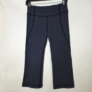 Lululemon cropped leggings with slit on the back  Navy Pinstripe